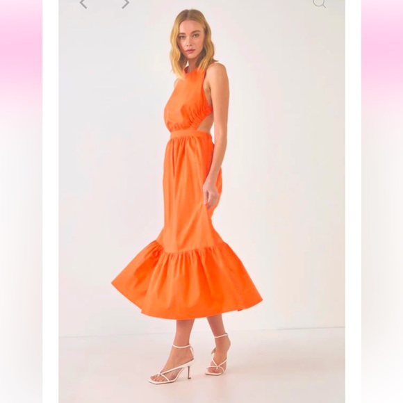 English Factory Orange Backless Strapless Maxi Dress - Picture 1 of 5